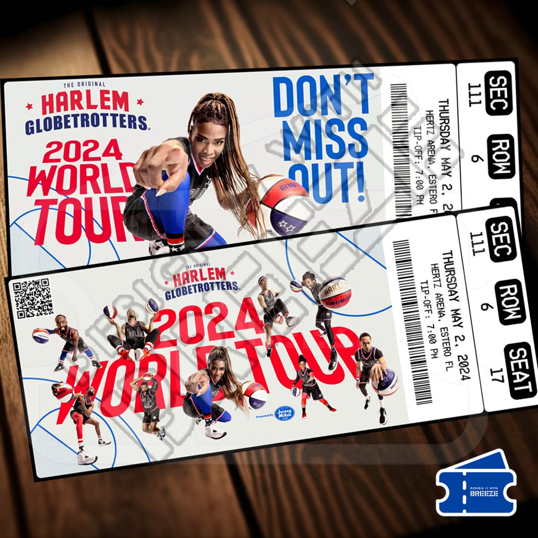 Printable Harlem Globe Trotters Ticket Basketball Game Tour Pass ...