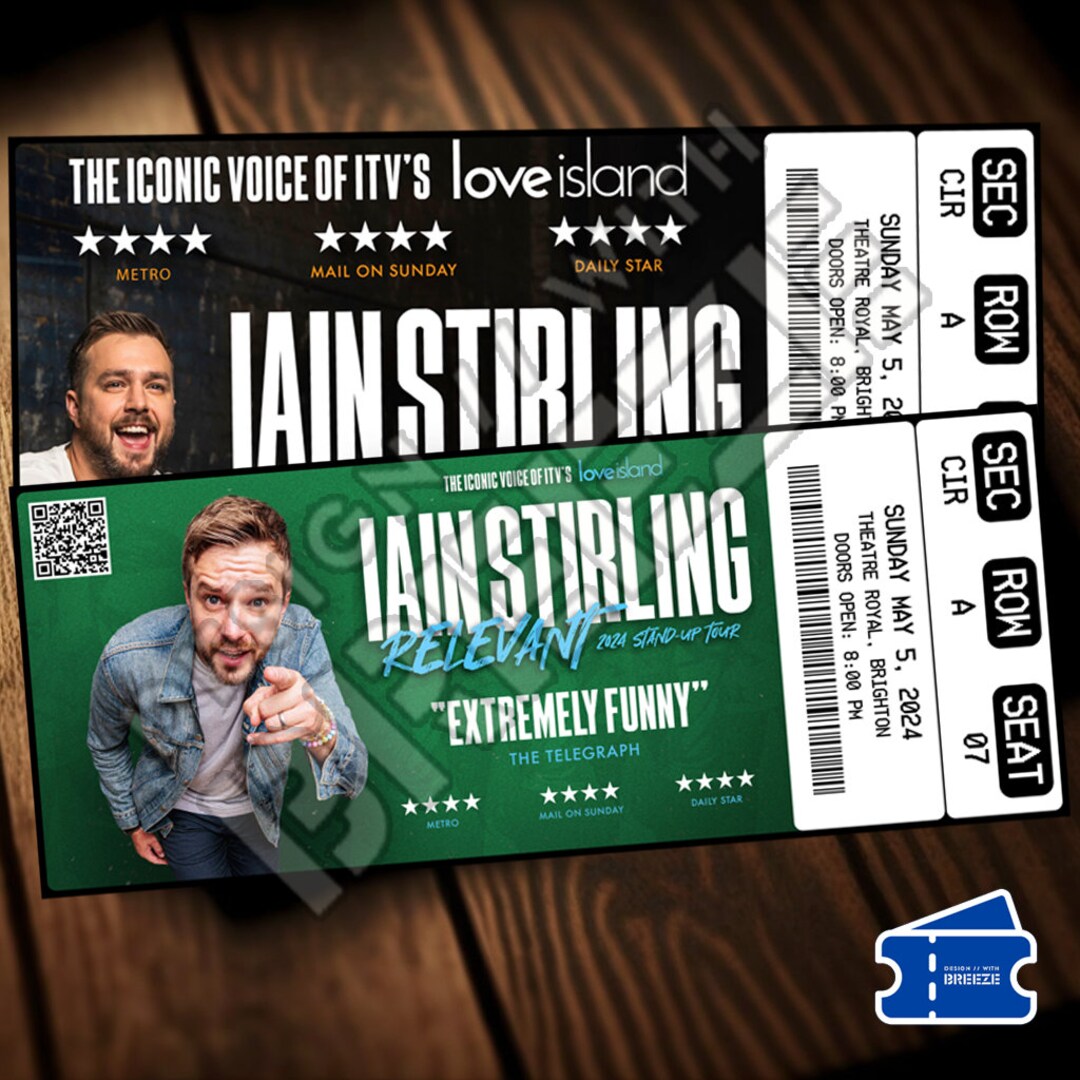 Printable Iain Stirling Ticket Relevant Tour Live Comedy Standup Show