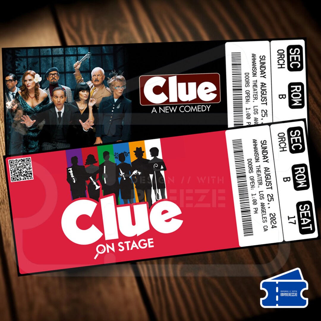 Printable Clue Live on Stage Ticket Musical Theatre Broadway Surprise