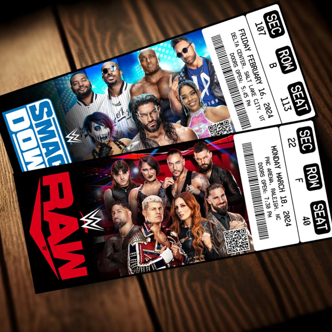 Printable WWE Ticket RAW Ticket Smackdown Ticket 2024 Wrestling Show