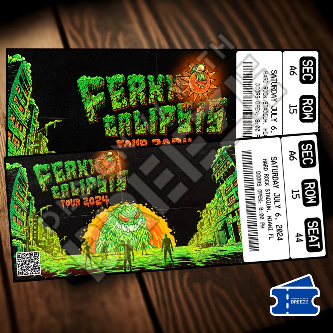 Printable Feid Ticket Ferxxocalipsis Tour 2024 Music Concert Show Pass