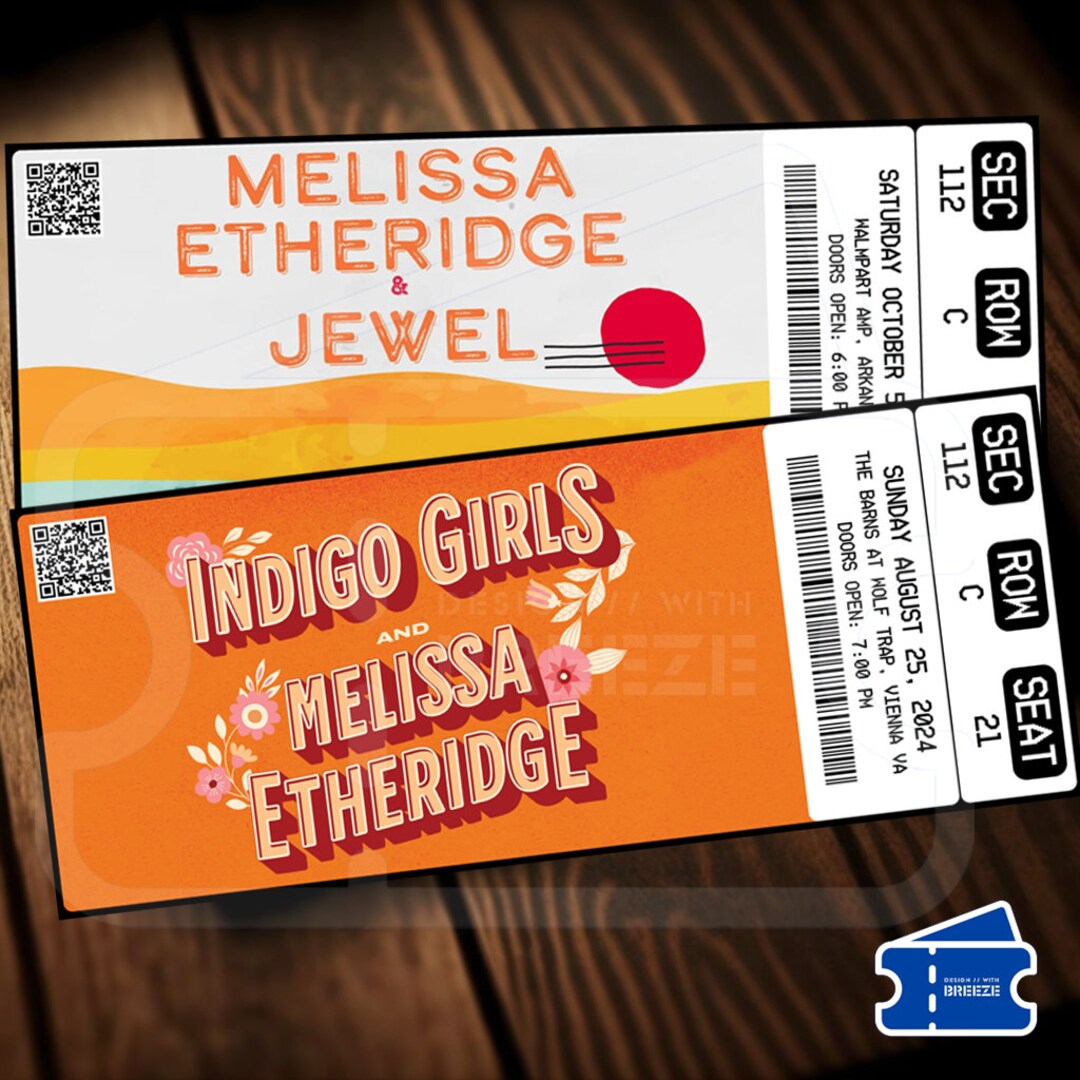Printable Melissa Etheridge & Jewel Ticket Indigo Girls Music Concert