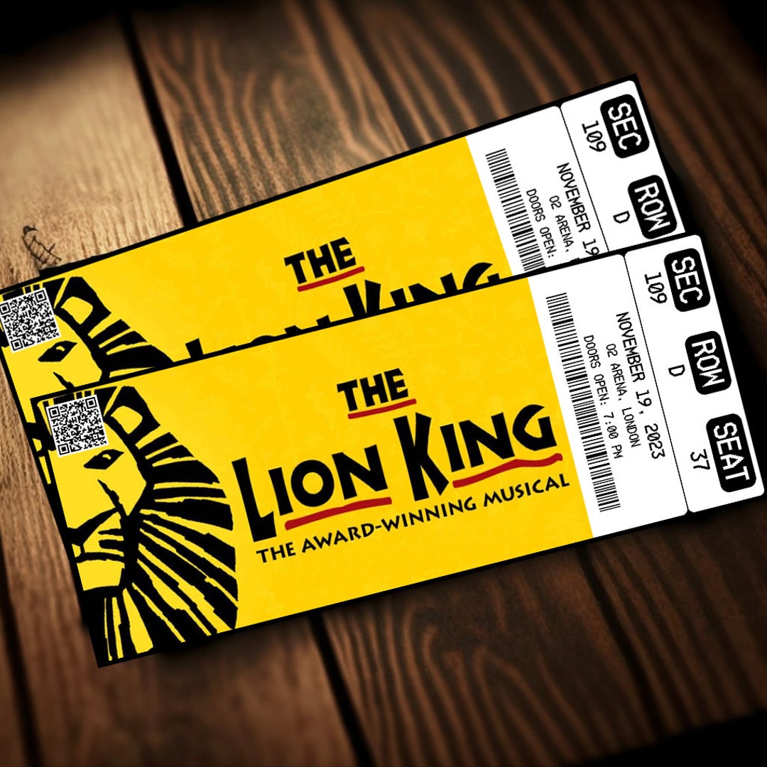 Printable the Lion King Theatre Musical Ticket Broadway West End Show