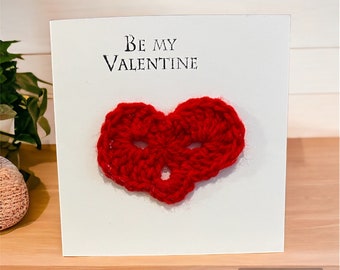 Valentine day card, love Heart Valentines Crochet card, Be my Valentine