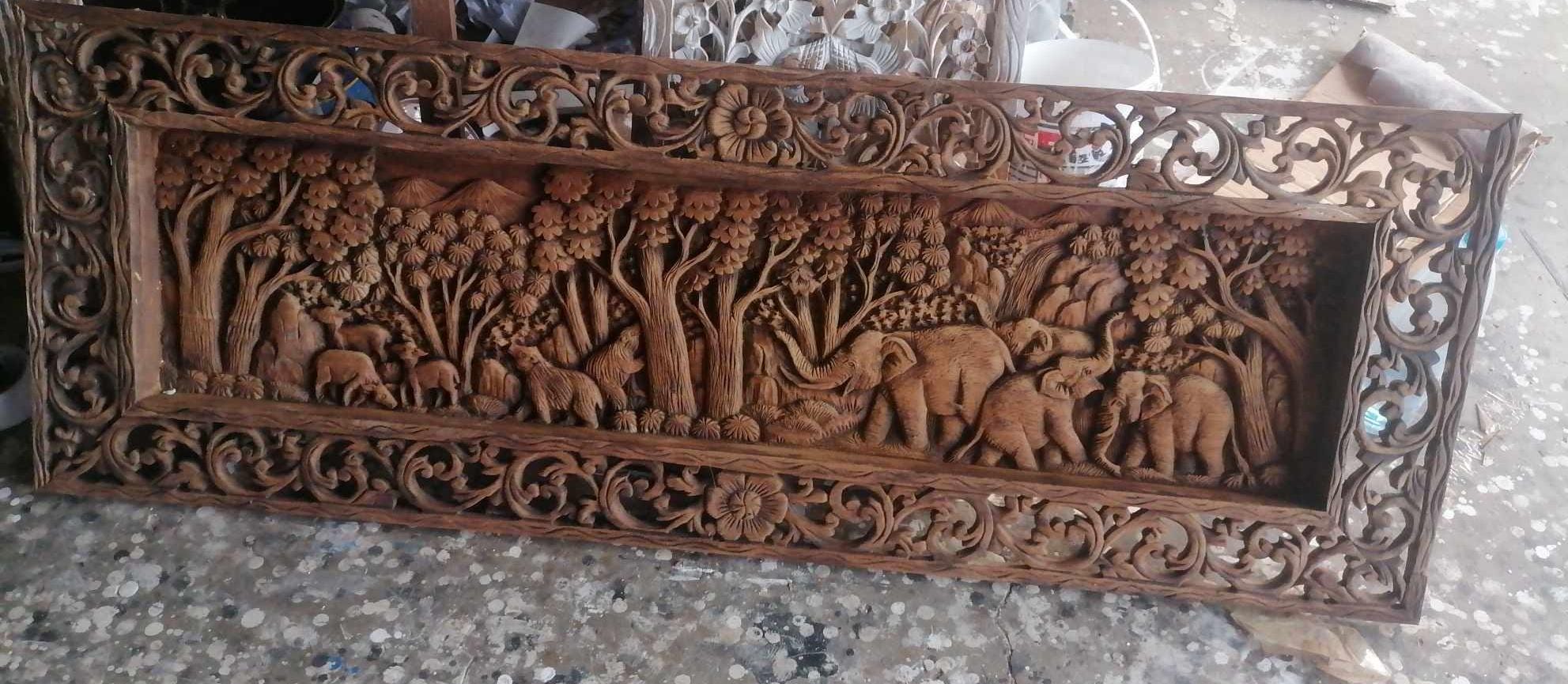 木彫り ガネーシャ 壁掛け 木製 アジアン タイ インド 雑貨 置物 仏像