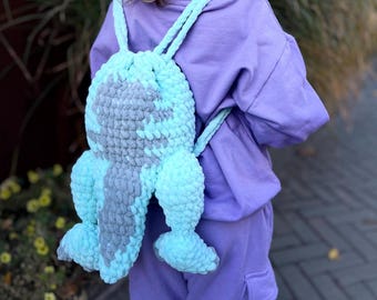 Crochet Dinosaur Backpack – Handmade Plush T-Rex Kids Bag