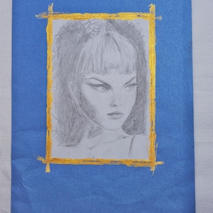 Pencil drawing of a woman&#39;s face