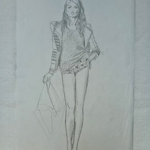 Pencil drawing of woman