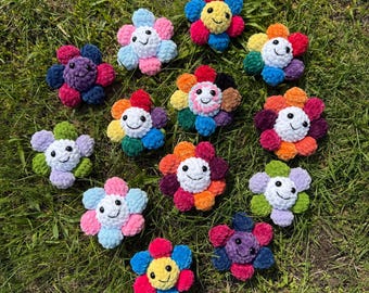 Pride Crochet Flower Plushie: LGBTQIA+ Flag Colors, Rainbow Flowers