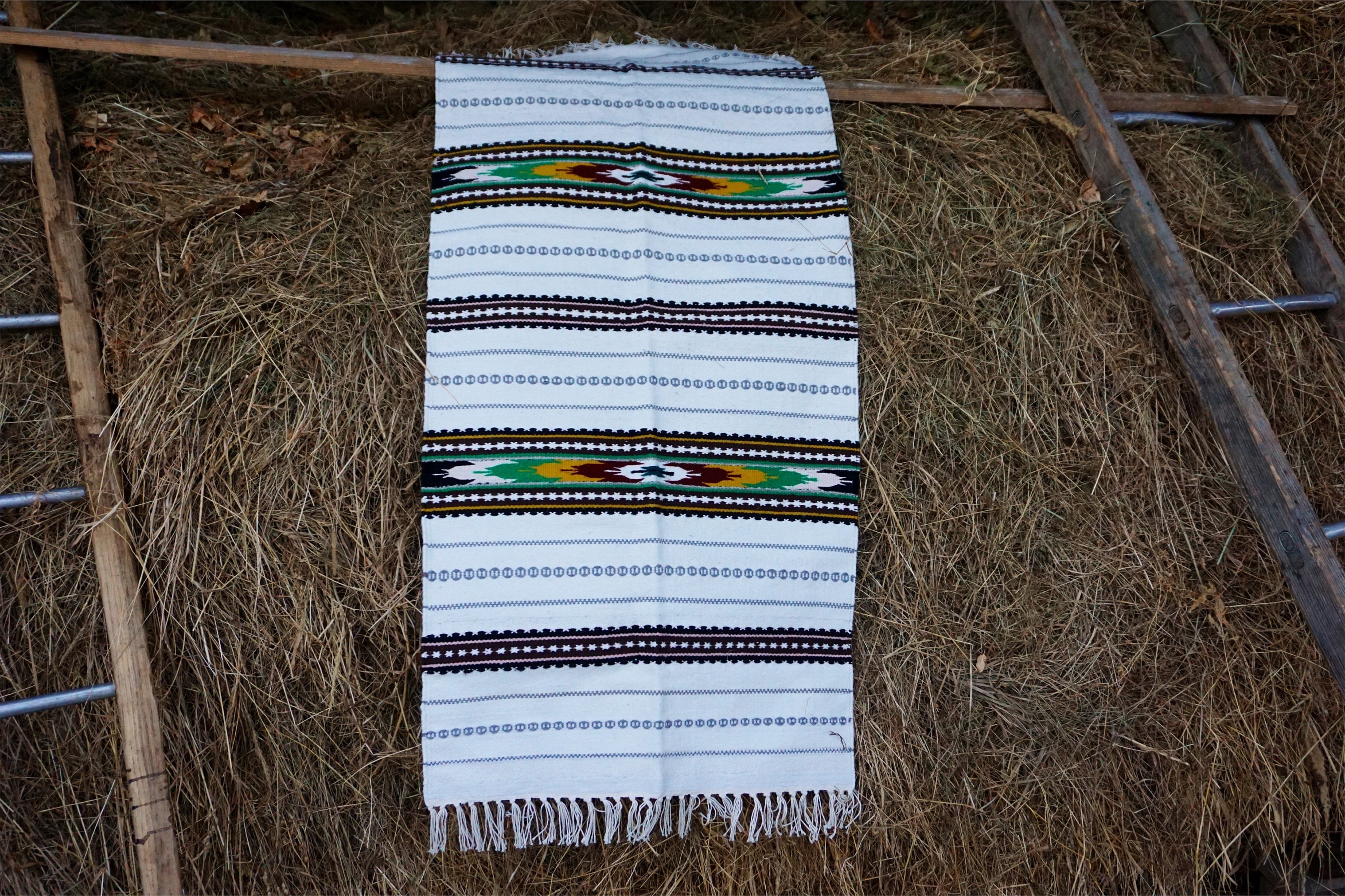 White Running Rug ukrainian Handmade Rughome Decor Carpet Woven ...