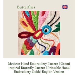 Otomi Embroidery Patterns | Mexican Embroidery | Butterflies patterns | Printable PDF Guide | Folk Art patterns | Tenango de Doria