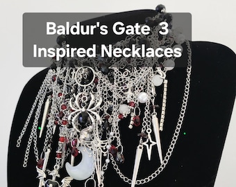 Baldurs Gate 3 Inspired Necklaces | Handmade Jewelry | Crystal Necklaces | Shadowheart, Astarion, Minthara | Amethyst, Obsidian, Garnet