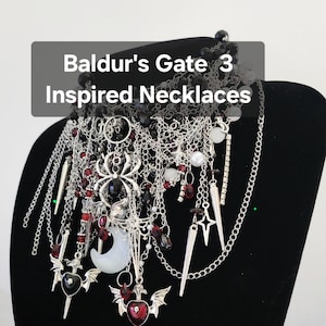 Baldurs Gate 3 Inspired Necklaces | Handmade Jewelry | Crystal Necklaces | Shadowheart, Astarion, Minthara | Amethyst, Obsidian, Garnet