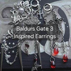Baldur's Gate 3 Inspired Earrings, Handmade Gothic Jewelry, Astarion, Gale, Shadowheart, Minthara