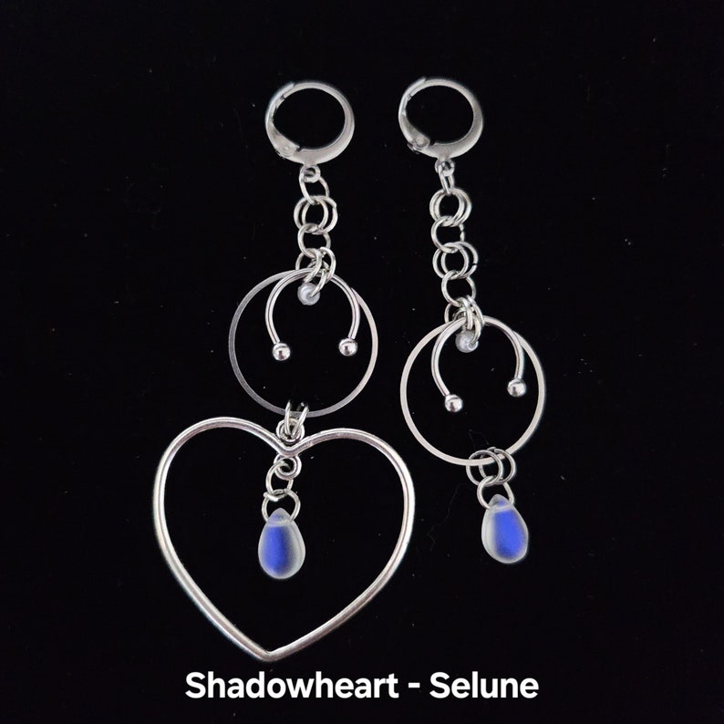 Pendientes inspirados en Baldurs Gate 3 / Joyería hecha a mano / Collares de cristal / Shadowheart, Astarion, Minthara / Amatista, Obsidiana, Granate Shadowheart-Selune1