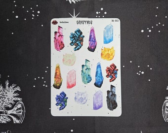 Crystals Witchy Sticker Sheet | Amethyst, Ruby, gems | Planner | Bullet Journal Stickers | Journaler | Scrapbook | Vinyl Stickers