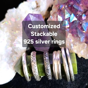 Handmade Sterling Silver Stacking Ring: Oxidized Fantasy Jewelry