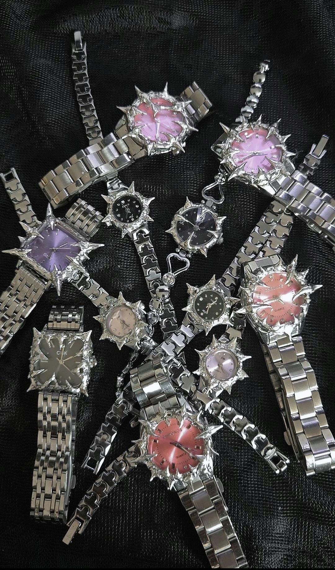 Handmade Spiky Stainless Steel Watch: Y2K Grunge Style, Gothic