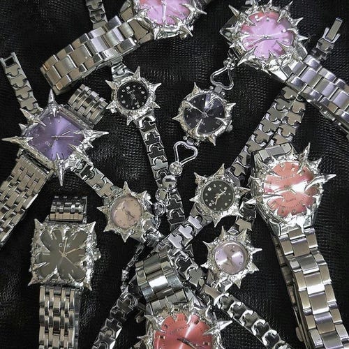 Handmade Spiky Stainless Steel Watch: Y2K Grunge Style, Gothic