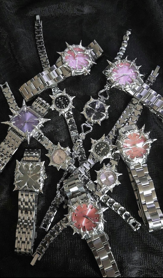 Handmade Spiky Stainless Steel Watch: Y2K Grunge Style, Gothic