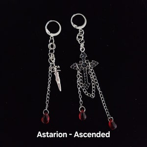 Pendientes inspirados en Baldurs Gate 3 / Joyería hecha a mano / Collares de cristal / Shadowheart, Astarion, Minthara / Amatista, Obsidiana, Granate Astarion-Ascended