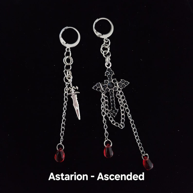 Pendientes inspirados en Baldurs Gate 3 / Joyería hecha a mano / Collares de cristal / Shadowheart, Astarion, Minthara / Amatista, Obsidiana, Granate Astarion-Ascended