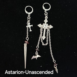 Pendientes inspirados en Baldurs Gate 3 / Joyería hecha a mano / Collares de cristal / Shadowheart, Astarion, Minthara / Amatista, Obsidiana, Granate Astarion-Unascended