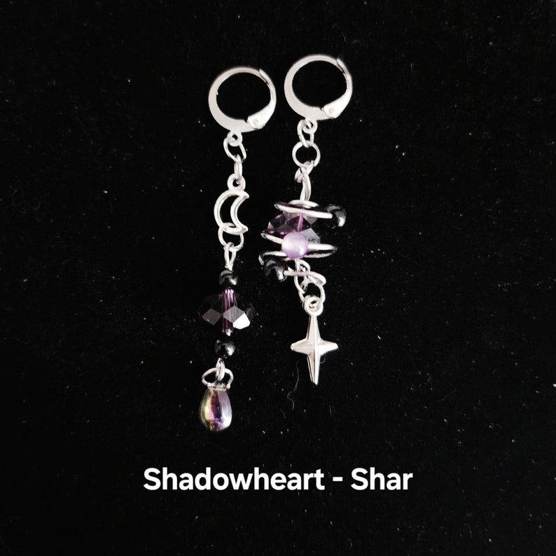 Pendientes inspirados en Baldurs Gate 3 / Joyería hecha a mano / Collares de cristal / Shadowheart, Astarion, Minthara / Amatista, Obsidiana, Granate Shadowheart-Shar
