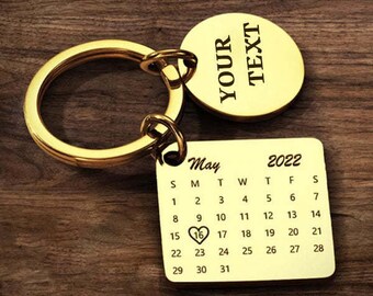 Personalized Calendar Keychain, Date Keychain, Engraved Keychain, Special Date Keychain, Keyring Gift, Date Keychain, Anniversary Gift