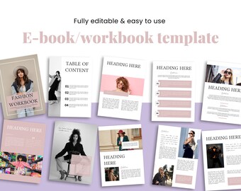 Bewerkbare modegids/werkmap/leadmagneet eBook Canva-sjabloon | roze e-book sjabloon voor kleine bedrijven / coaches