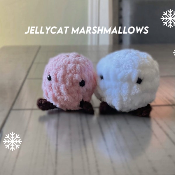 jellycat crochet marshmallow pattern, amigurumi pattern, pink and white crochet