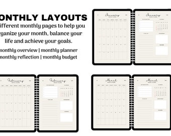 For The It Girl! Download Digital Monthly Layout Planner, Printable Planner Pages, Digital Planner Inserts, Productivity Tools.