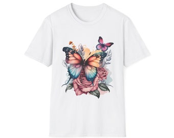 Butterfly Roses Unisex Softstyle T-Shirt