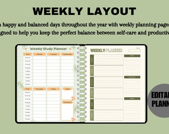 For The It Girl! Download Green Peach Simple Modern Weekly Planner, Minimalist Digital Planner, Weekly Digital Organizer, Digital Planner.