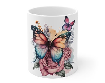 Butterfly Roses Ceramic Mug 11oz