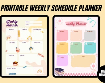 For The It Girl! Download Yellow Illustrated Weekly Planner, Cute Colorful Design, Digital Planner, Schedule Organizer, Productivity Tool.