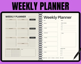 For The It Girl! Download Minimalist Weekly Planner, Printable Organizer, Simple Planner, Digital Planner, Productivity Tool, Planner Print.