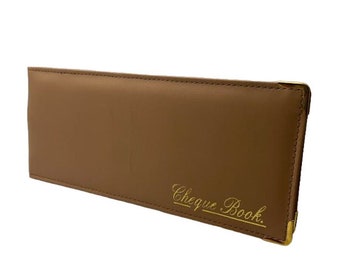 Meridian Leather Co Beige Folding Leather Style Cheque Book Holder/Leather Style Cheque Book