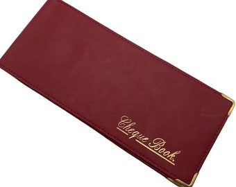 Meridian Leather Co Burgundy Folding Leather Style Cheque Book Holder /Leather Cheque Book