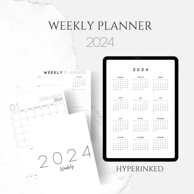 Weekly Minimal 2024 Planner Etsy