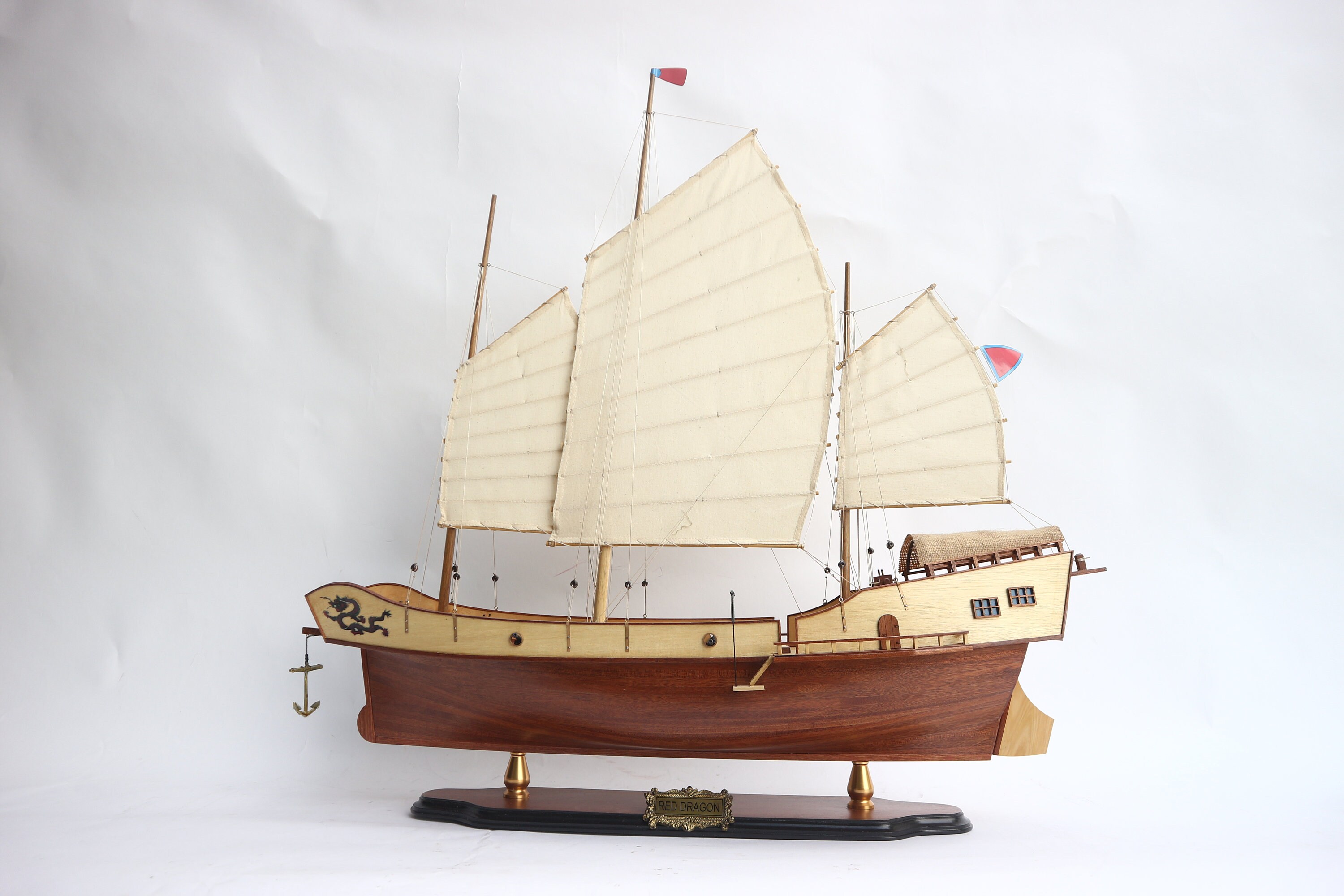 Chinese Red Dragon Ship Model, Handmade Ship Model, Wooden Art Etsy