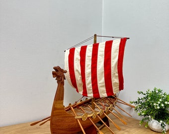 Drakkar Viking Ship Model (60cm, 40cm), Old Models, Handmade, Wooden, Gifts For Him, Gifts For He, Collectors Item, Handcrafted