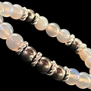 Moonstone and silver stretch bracelet
