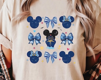 Mickey Cruise Coquette Bow T-Shirt, Disney Cruise Shirt, Coquette Bow Mickey Shirt, Coquette Cruise Shirt, Family Cruise Shirt, Gift For her
