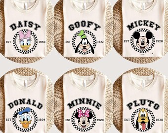 Retro Disney Matching Shirts, Retro Mickey and Friends, Disney Characters Shirt, Disney Family Vacation, Matching Disney Tee, Gift For Her.