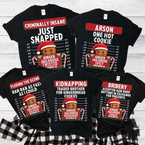 Family Christmas Shirt, Matching Family Christmas Shirts, Group Matching Christmas outfits, Funny Gingerbread Inmate Christmas Party Tees.