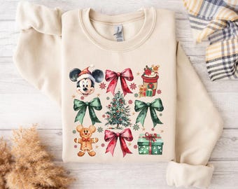 Disney Coquette Bows Gingerbread Christmas Tree Shirt, Disneyland Family Holiday Christmas Shir Mickey's Very Merry, disney xmas outfits.