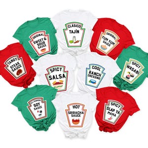 Group Condiments Matching Shirt, Condiment Halloween Costume Party Shirt, Condiments Halloween Costume Tshirt, Adults Youth Ketchup Gift