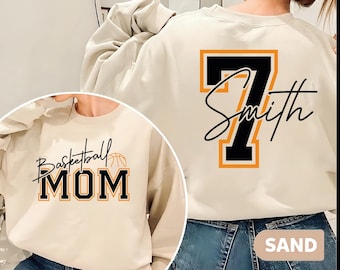Personalized Basketball Mom Sweatshirt: Custom Name & Number, Game Day Hoodie