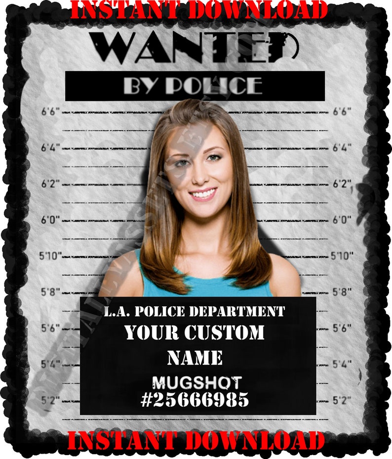 Mugshot Backdrop and Mugshot Sign,image & Text Personalized